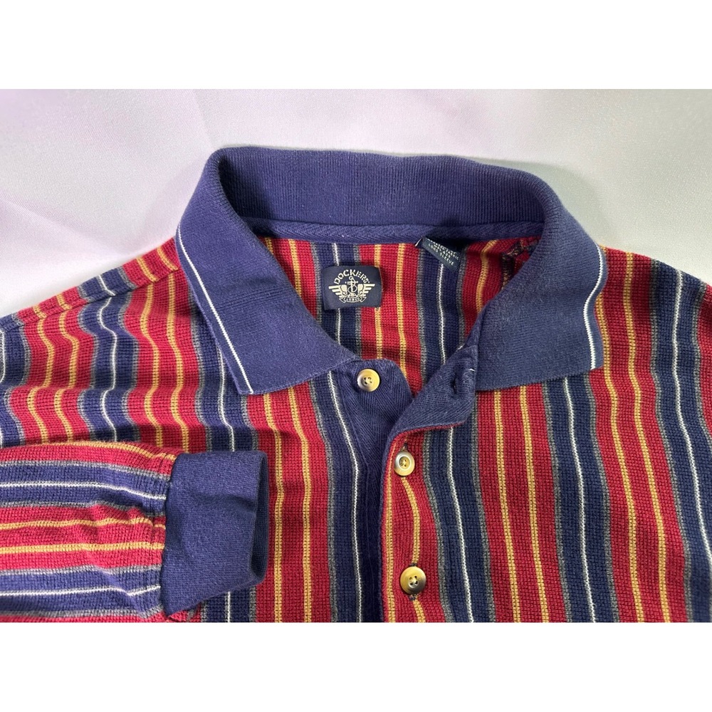 Vintage Dockers XL Rugby Polo Shirt Long Sleeve‎ Striped Made In USA - Picture 2 of 8